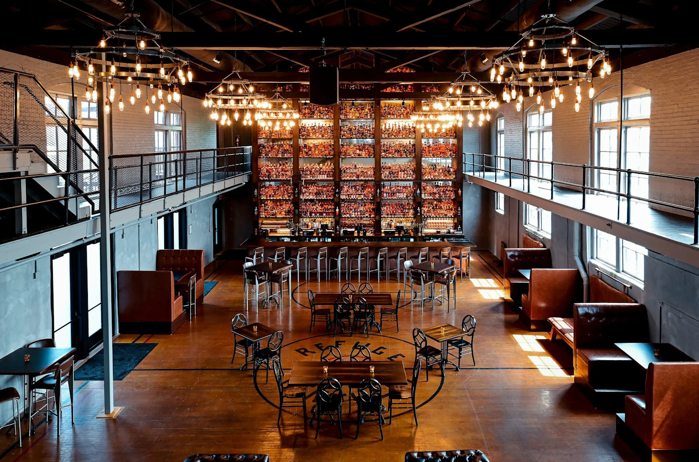 The soaring bar and bourbon wall