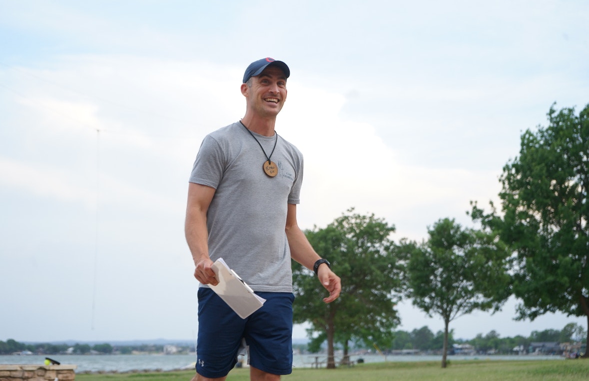 Standing in the parking lot (without a sleeping bag)