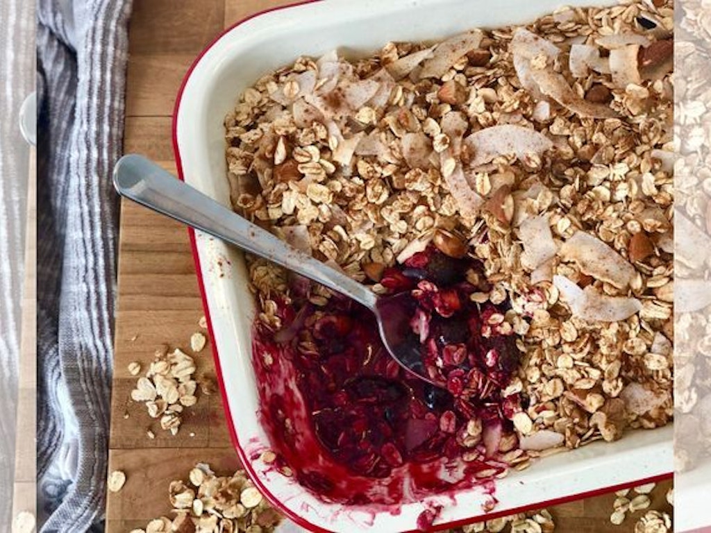 Sour Cherry and Blueberry Granola Crumble