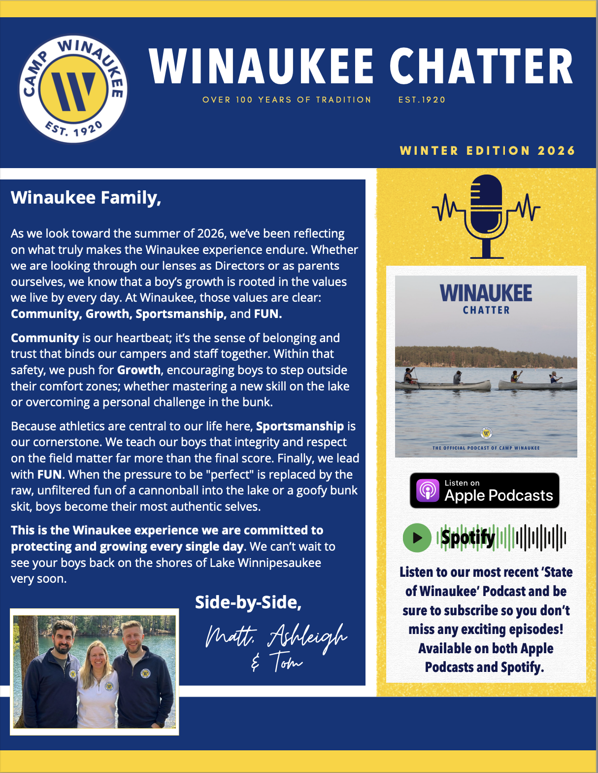 Winaukee Chatter: 2026 Winter Newsletter