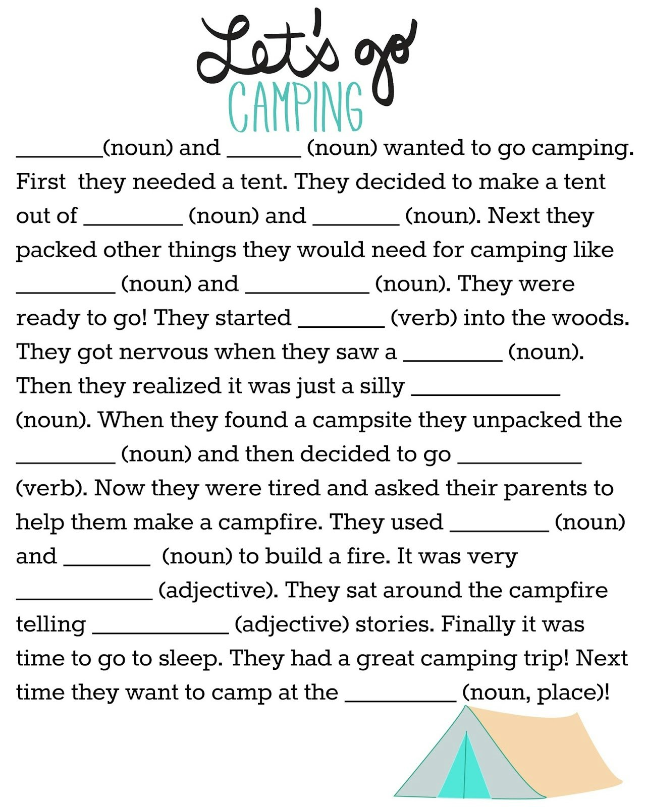Camping Mad Libs!