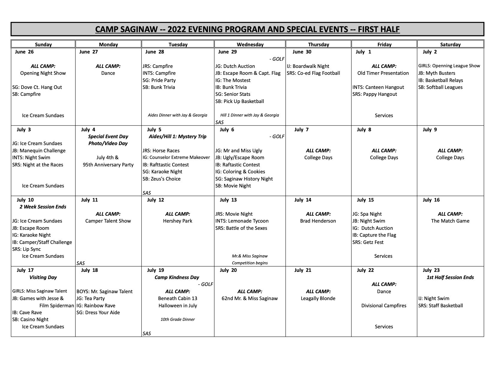 Evening Program 2022!